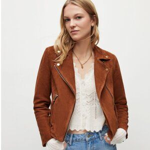 Dalby Suede Biker Jacket / All Saints Women’s Tan Suede